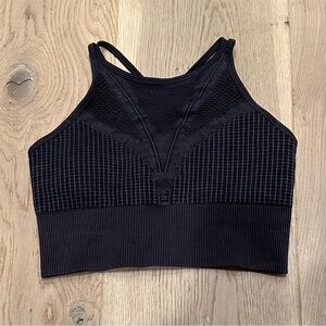 EUC Betsey Johnson Seamless Sports Bra Crop Top High Neck Black Small